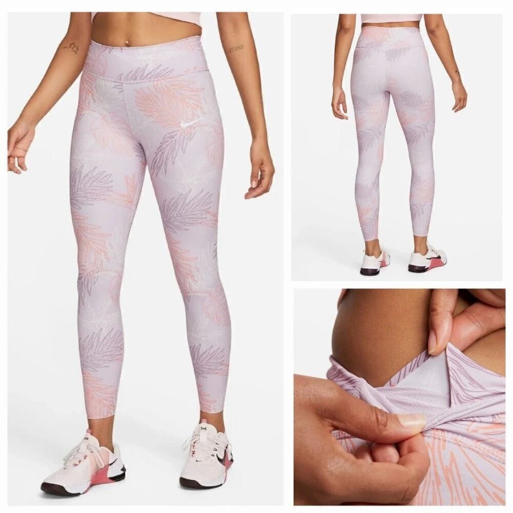 Nike One Luxe Mid-Rise 7/8 Leggings Purple Floral Printed Women’s Size 1X